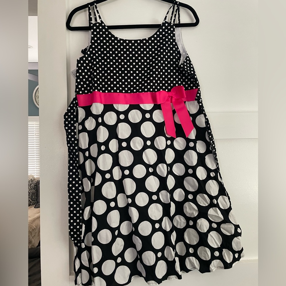 Polka Dot Dress with Pink Ribbon